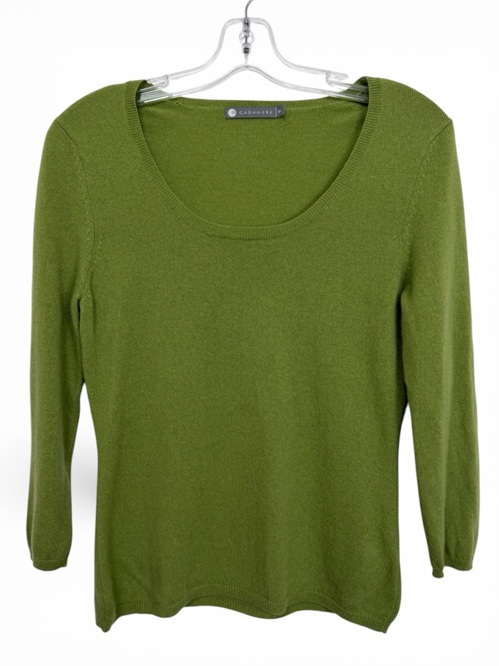 InCashmere Scoop Neck Cashmere Wool Sweater Top Size Medium Green